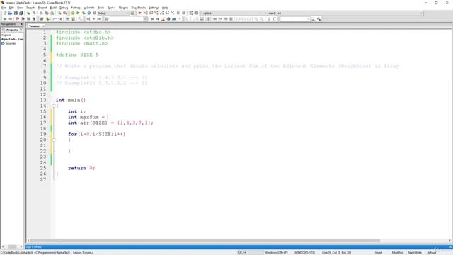 C Programming: Arrays Largest Neighbors Sum | Sum the Values in an Array | C Programming Example смотреть онлайн