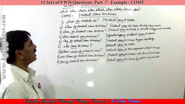 12 sets of 9 WH questions Example COME Part 7 | Telugu смотреть онлайн