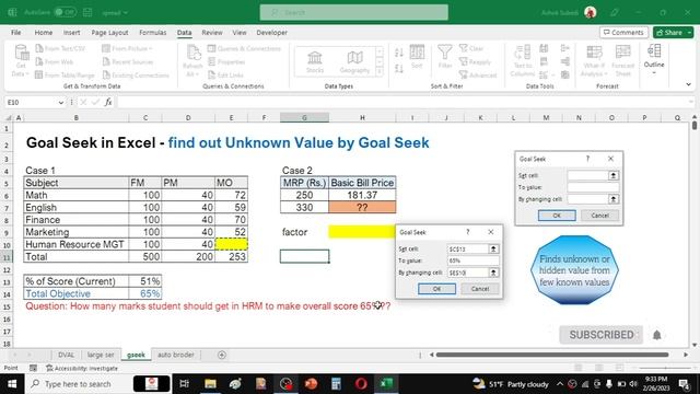 Goal Seek Tool in Excel | Find Out Unknown Values in Excel смотреть онлайн