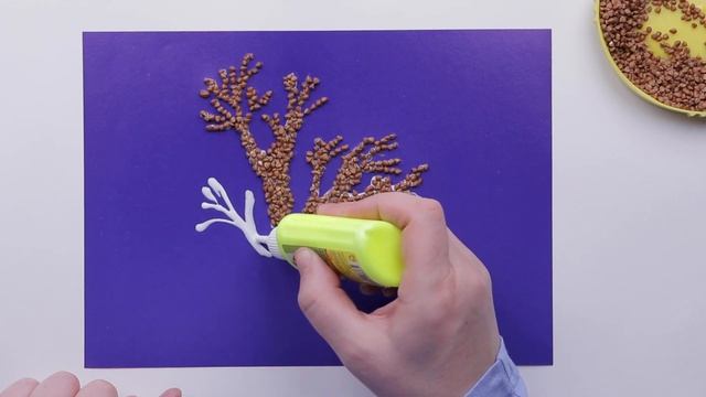 Зимняя аппликация. Дерево в снегу. смотреть онлайн