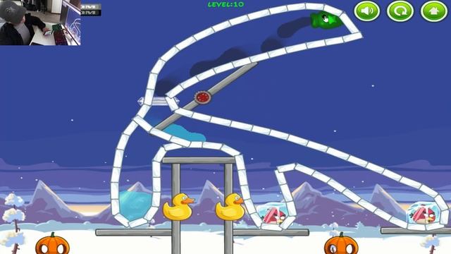 Angry Birds Frozen - DRAWING WATER WAY AND BREAKING ICE CUBE TO HELP ANGRY BIRDS ESCAPE! смотреть онлайн