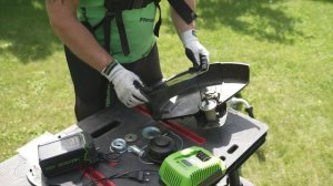 Установка стального диска на триммер Greenworks 40V
