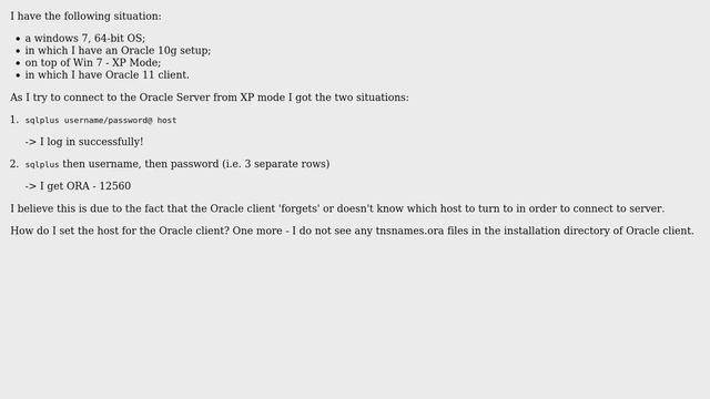How to permanently set hostname for sqlplus? смотреть онлайн