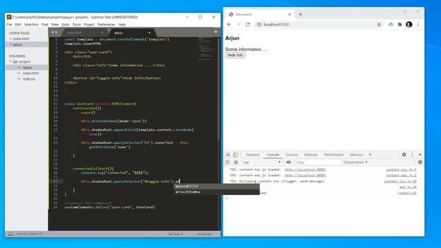 Modern Javascript / Web components / Custom Elements / Shadow DOM / Lifecycle Callbacks смотреть онлайн