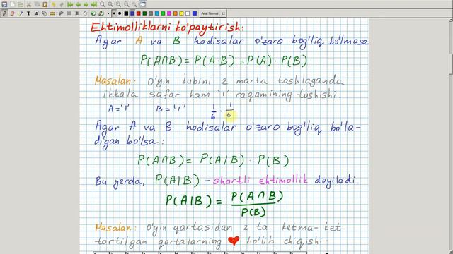 Ehtimollikni Hisoblash Usullari. Ehtimollikni Qo'shish Va Ko'paytirish. Algebra 11-sinf. 49-dars
