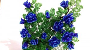 Бисероплетение. Мастер класс.   Цветы из бисера  Роза  синяя. часть  3. Оформление. Пошаговый МК.