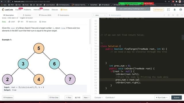 Mock Coding Interviews LeetCode653. Two Sum IV - Input is a BST - Java Day 6 смотреть онлайн