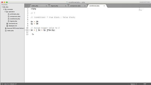 PHP conditional operator Examples [part 12] смотреть онлайн