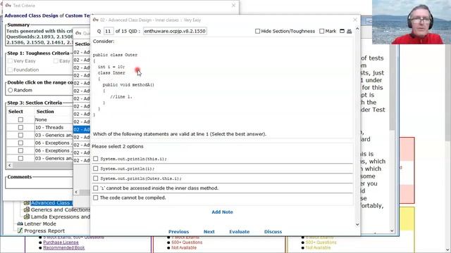 Accessing outer class data from an inner class in Java. (enthuware.ocpjp.v8.2.1550) смотреть онлайн