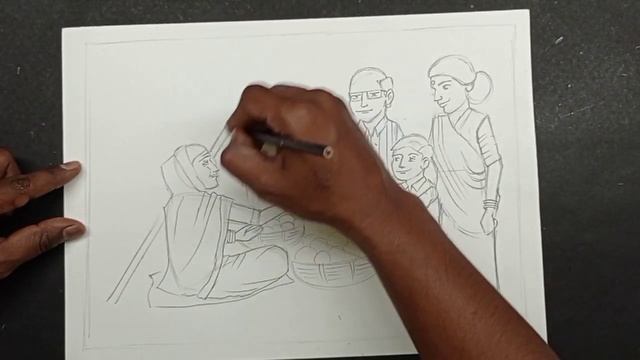 Memory Drawing Vegetable market - vegetable seller drawing смотреть онлайн