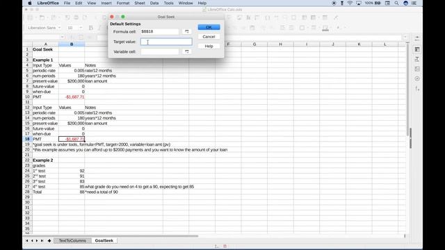 Spreadsheet LibreOffice Calc Goal Seek смотреть онлайн