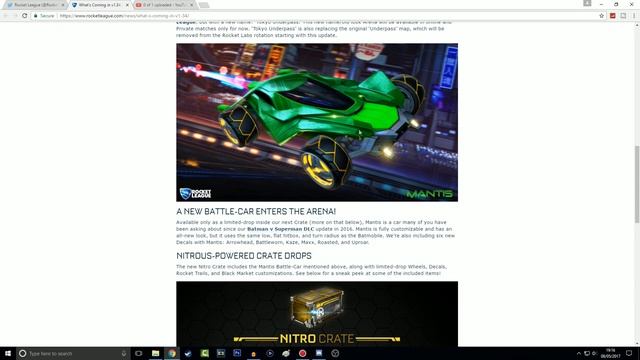 BRAND NEW NITRO CRATE AND MANTIS BATTLE-CAR IN ROCKET LEAGUE! | Next Big 2017 UPDATE! смотреть онлайн