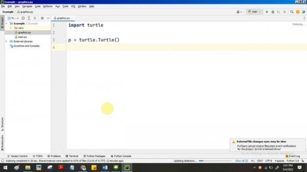 How to Create Python Turtle and Image Processing Program using PyCharm IDE in VMWare