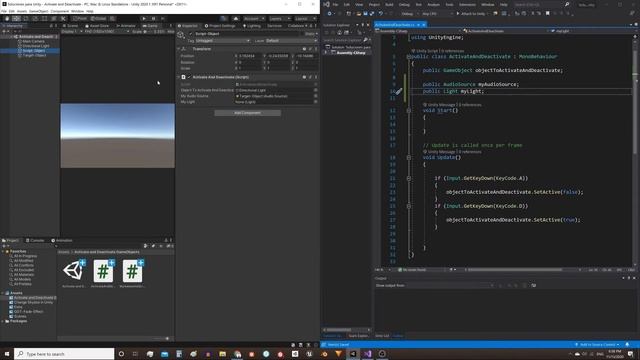 How to ACTIVATE and DEACTIVATE COMPONENTS through script in Unity смотреть онлайн