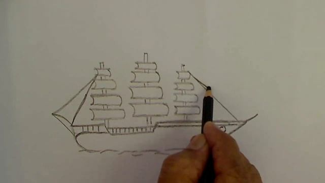 How to draw a Sailing Ship, simple, easy & step by step смотреть онлайн