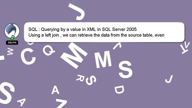 SQL : Querying by a value in XML in SQL Server 2005 смотреть онлайн