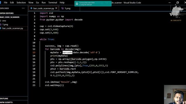 Working QR-Code Scanner in Python (2021)| AI SOCIETY | Sameer Nigam смотреть онлайн