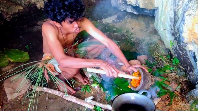 Primitive Technology - Eating Catfish and Pineapple In a Cave On The Island of Borneo - Info Kita смотреть онлайн