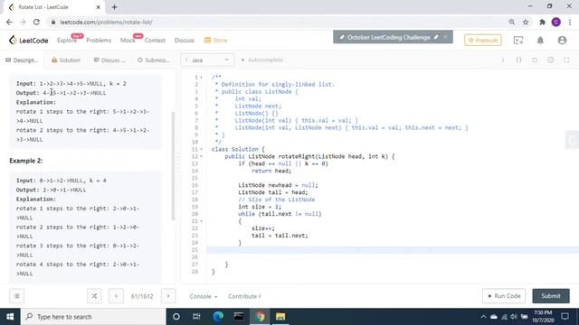 Leetcode | 61. Rotate List | Java | C# смотреть онлайн