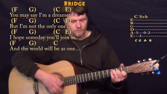 Imagine (John Lennon) Guitar Lesson Chord Chart in C with Lyrics смотреть онлайн