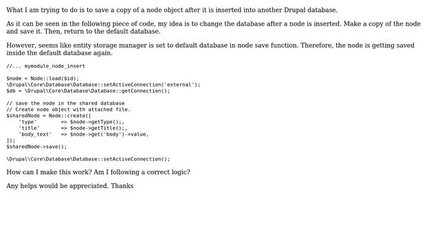 Drupal: How to duplicate a node into an external database in Drupal 8? смотреть онлайн