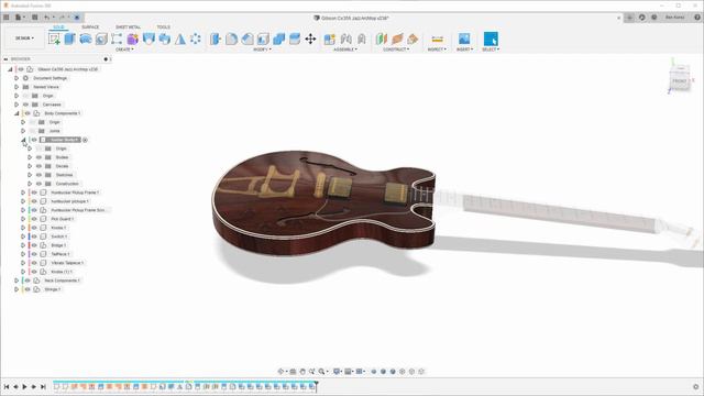 Fusion 360: How to design a Guitar [Gibson Cs356 Jazz] Advanced! смотреть онлайн
