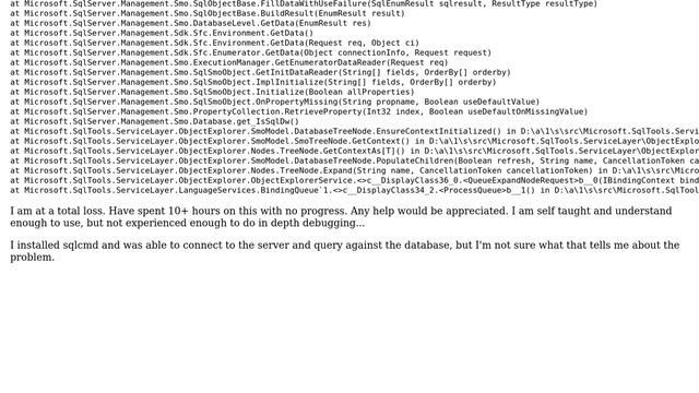 Databases: A Transport-level Error Has Occurred When Receiving Results From The Server. Error 10054
