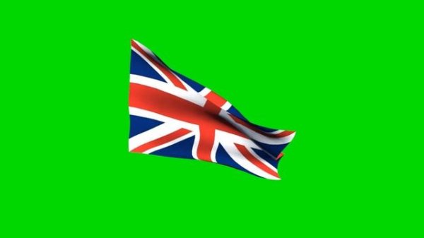 British Flag - The Union Jack (Union Flag) UK - green screen