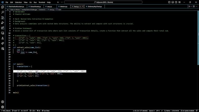 Weekly Python Challenge - Hard: Nested Data Extraction & Summation смотреть онлайн