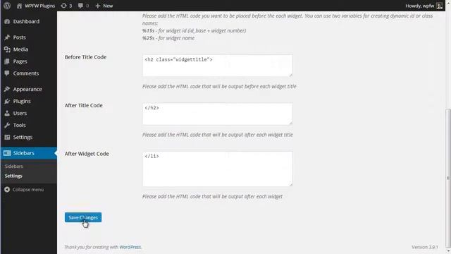 WPFW - WordPress Multiple Widgets Zones - Settings смотреть онлайн