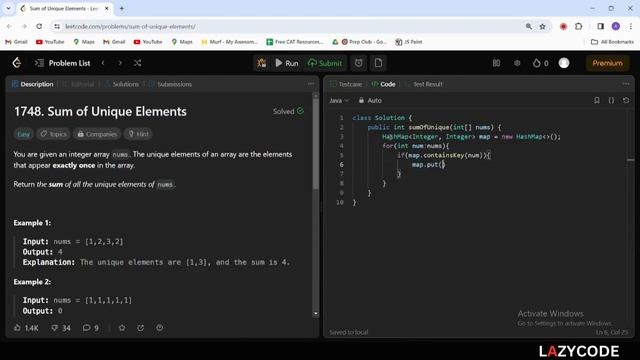 LeetCode in Java | Problem Solving in Arrays : Easy Question | Sum of Unique Elements #java смотреть онлайн