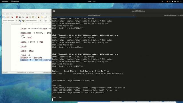 Получение информации об системe [ lshw, lscpu, lsusb, lspci, dmidecode, hdparm ] Oracle Linux 8.4 смотреть онлайн