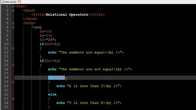 PHP & MySQL Tutorial - 23: Relational Operators смотреть онлайн