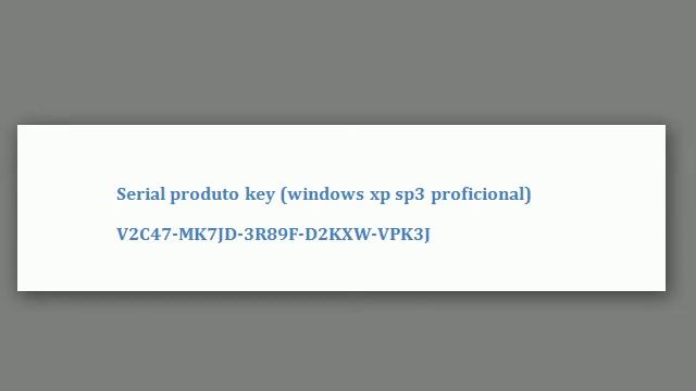 Produto key windows xp SP3 смотреть онлайн