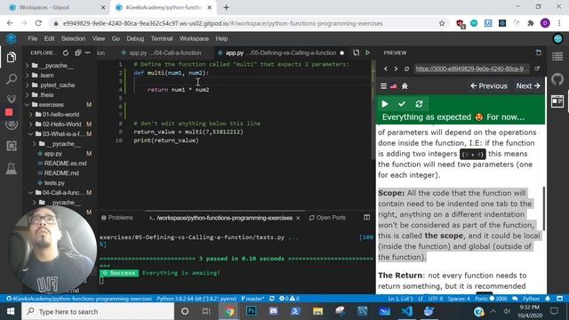 #5 Python Beginner Exercise Series- Defining VS Calling a Function -4Geeks Academy- смотреть онлайн