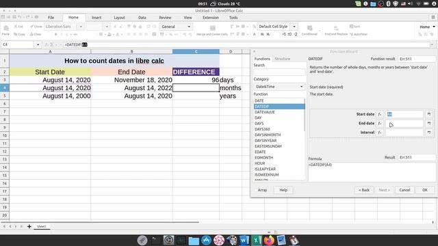 Quick Tutorial - How to count dates in LibreOffice Calc смотреть онлайн