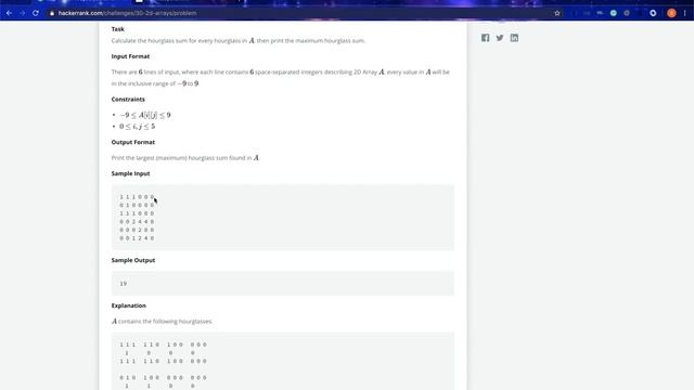 Day 11 : 2D Arrays : HackerRank : Java : 30 Days of Code смотреть онлайн