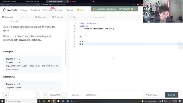 1025. (Easy) Divisor Game - Daily Leetcode (Day 82) смотреть онлайн