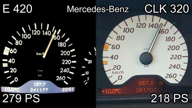 Mecedes-Benz Autobahnvergleich Beschleunigung, CLK320 vs. E420, 120 - 230 km/h смотреть онлайн