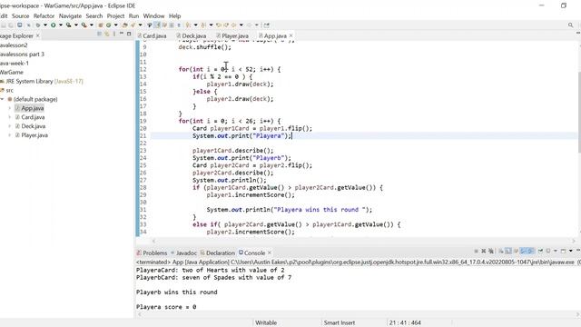 War Card game using Java смотреть онлайн