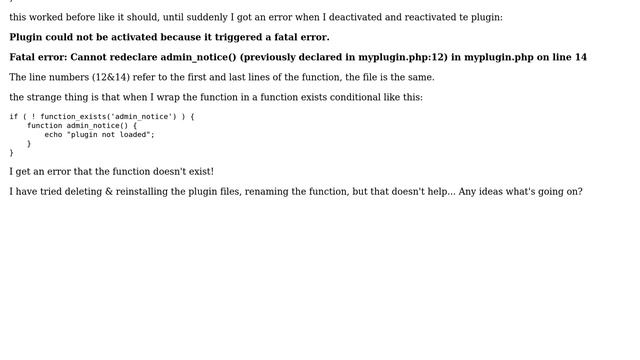 Wordpress: Fatal error: Cannot redeclare admin_notice() смотреть онлайн