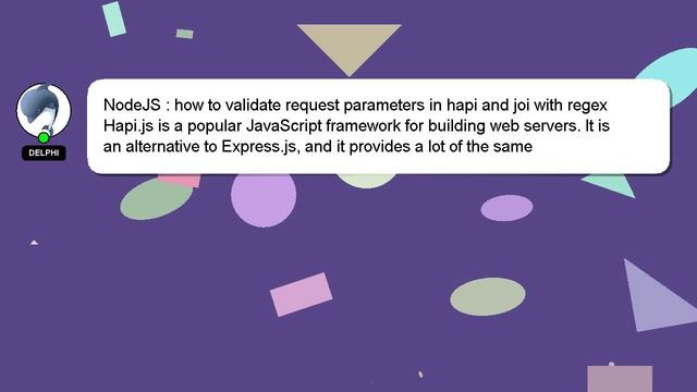 NodeJS : how to validate request parameters in hapi and joi with regex смотреть онлайн