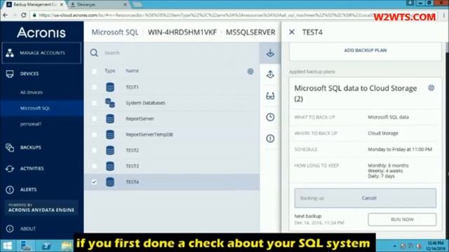 W2WTS Acronics BackUp demo on Microsoft SQL Server Backup And Recovery смотреть онлайн
