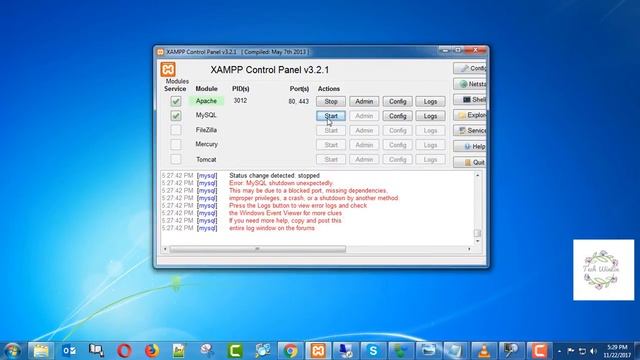 Solved : Xampp Mysql Error
