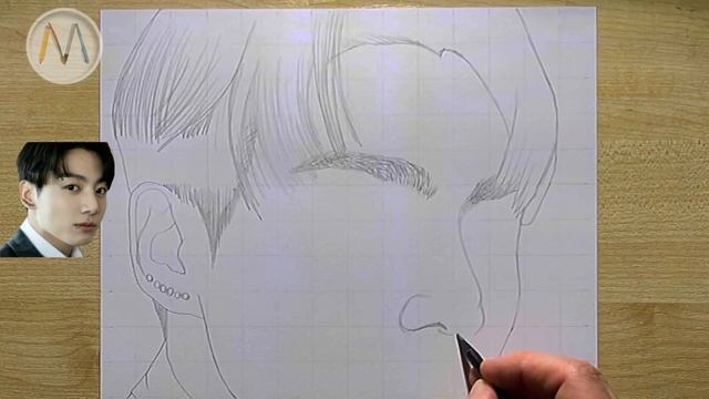Чонгук из BTS рисуем портрет карандашом / Jungkook portrait смотреть онлайн