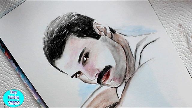 Drawing Freddie Mercury with watercolor pencils / QUEEN Bohemian Rahpsody смотреть онлайн