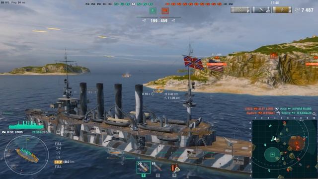 Американский крейсер St.Louis.Морской бой-3.Игра World Of Warships смотреть онлайн