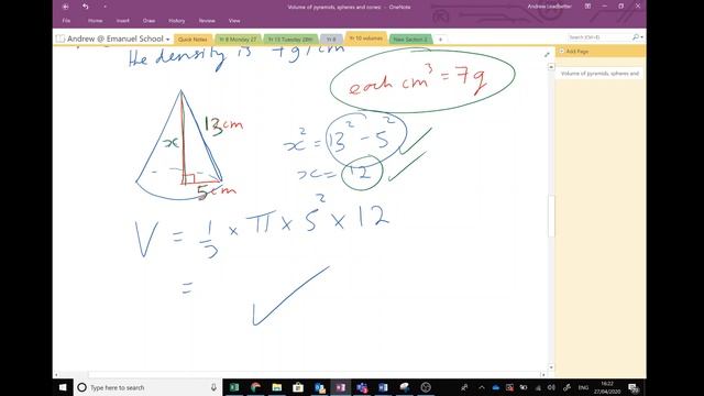 Yr 10 Volumes of spheres, cones and pyramids смотреть онлайн