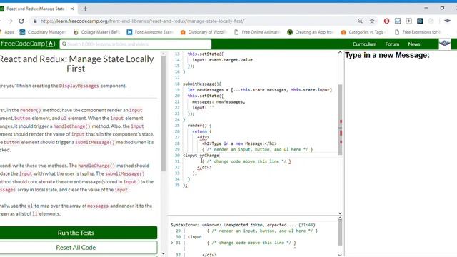FCC React and Redux: Manage State Locally First FreeCodeCamp смотреть онлайн