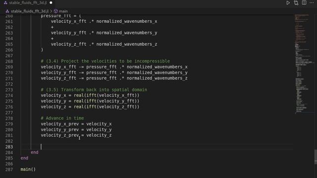 Extending the Stable Fluids Algorithm with the FFT in Julia to 3D смотреть онлайн